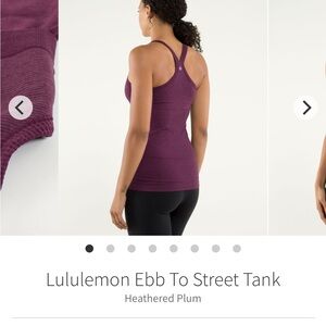 Lululemon Ebb To Street Seamless Racerback Tank Women's Heathered Plum Size 6
